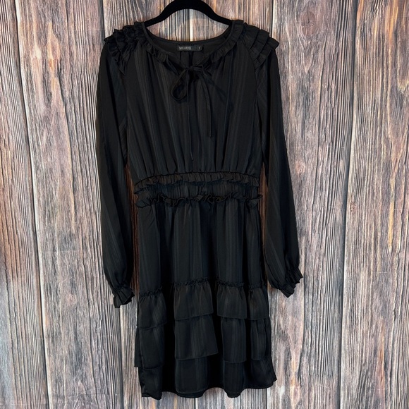 Mikarose Dresses & Skirts - Mikarose Black Long-Sleeve Ruffle Tiered Dress